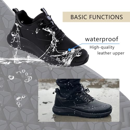Non Slip Work Shoes for Men Slip on Waterproof Kitchen Chef Restaurant Walking Sneakers Comfortable Food Service Working Footwear Leather Nursing Shoe3
