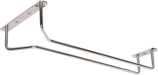 BarBits Chrome Plated Wine Glass Rack - 10", 16", 24" Glassware Hangers, Champagne Glass Holders, Stemware Holder Rack (10")