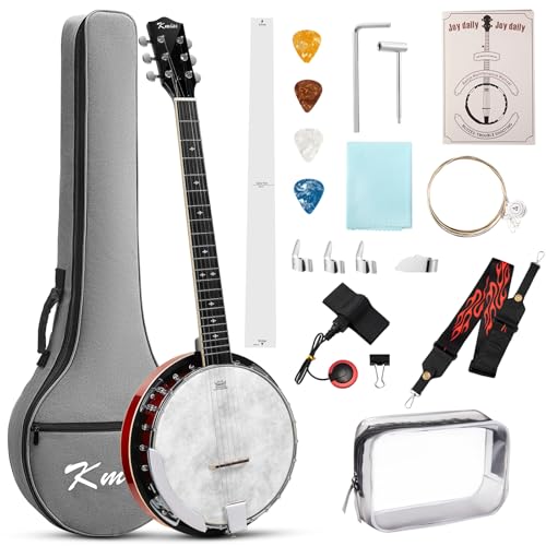 6 String Banjo Guitar Full Size, 38 Inch with Resonator Closed Back, Remo Head, Beginner Banjitar...