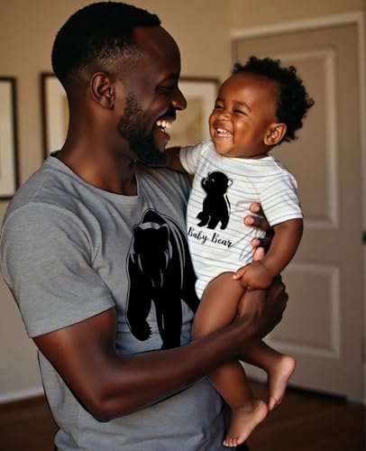 Tstars Dad and Baby Matching Outfit Set - Father's Day Papa Bear Shirt and Infant Bodysuit - Gift from Son Daughter3