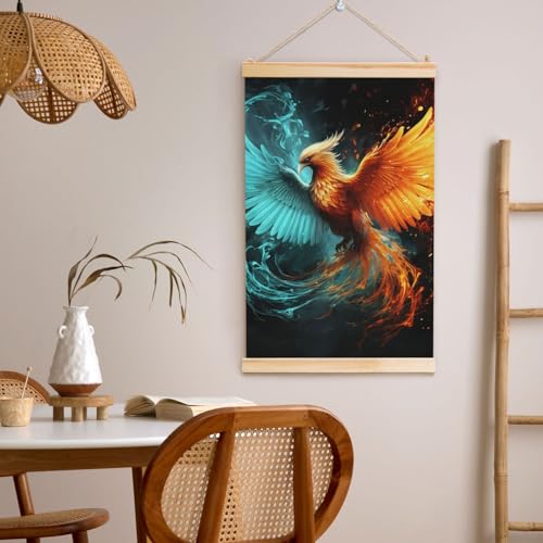 Poster phénix d'eau prêt à accrocher tableau cadre bois mural