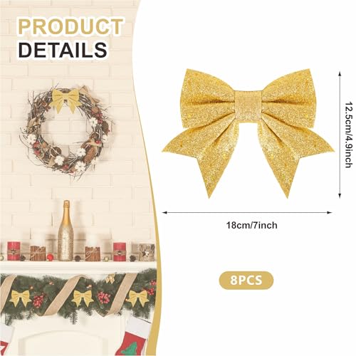 Lazos de Navidad dorados que no pierden la forma de 5x7 pulgadas para tu árbol 3