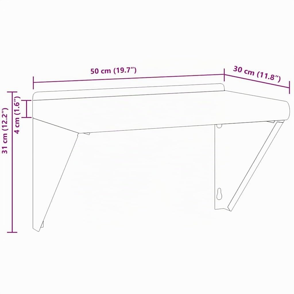 vidaXL Wandregal, Gewürzregal Erhöhte Kante, Hängeregal Schweberegal für Wohnzimmer Küche, Wandboard Regal Küchenregal, Silbern Edelstahl