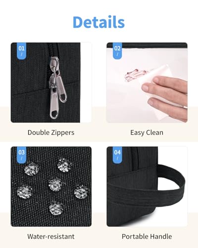 Image of Narwey Clear Travel Toiletry Bags for Traveling Toiletries Men Women, Clear Makeup Bag Cosmetic Bag with Zipper, Make Up Pouch Organizer Bag with Handle, Skincare Beach Snack Medicine Bag, Black