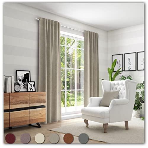 Neutex for you! SION Schal mit Multifunktionsband, Gardinenband, Vorhang, Gardine, Blickdicht, 245 x 142 cm (H/B), 485039, Made in Germany, Oeko-Tex Standard 100, leinen Cover