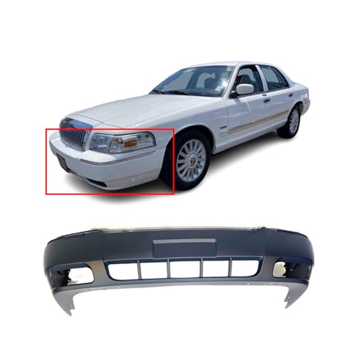 Image of FitParts Compatible with Mercury Grand Marquis 2006-2011 Front Bumper Cover | Primed, With Fog Light Holes, Ready to Paint, OEM 9W3Z17D957BAPTM, FO1000618