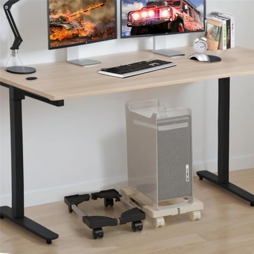 Soporte de CPU ajustable con ruedas para torre PC, móvil, para debajo del escritorio, blanco miniatura 7
