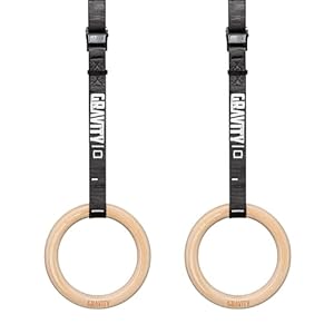 GRAVITY FITNESS Wooden Gymnastic Rings with Adjustable Straps with Buckle – Premium Calisthenic Olympic Rings for Gymnastics, & Full Body Fitness for Home and Gym Workouts