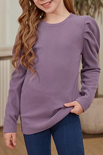 blibean Tween Girls Puff Sleeve Shirts Stylish Fall Tops Size 4-15 Years Old2