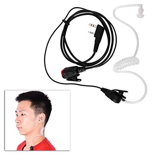 Zerone Transparent Security Earbud Universal 2-Pin Acoustic Tube In-ear Earpiece PPT Mic Red Light for 2-Way Radio Wakie Talkie with Replacement Eartip - Image 2