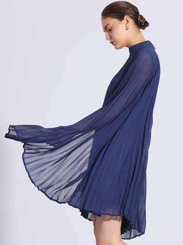 Image of Allegra K Women Chiffon Pleated Flowy Cloak Sleeve Cape Knee Length Dress
