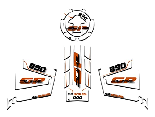 Protection de réservoir KTM Duke 890 GT kit autocollants résine blanc v2