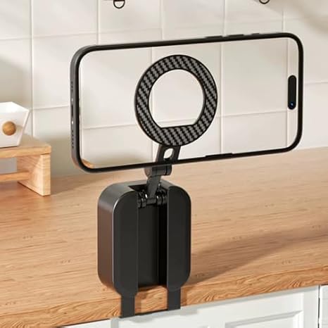 A2C Magnetic Mobile Gym Stand with Clamp for MagSafe, Foldable Multipurpose for Gym/Travel/Desk, 360° Adjustable, iPhone 17-12, Samsung Galaxy/Pixel + Metal Ring