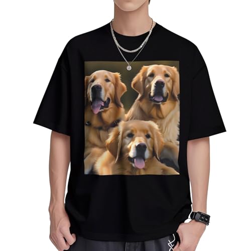 T-shirt Golden Retrievers femme en coton décontracté et ample à col rond