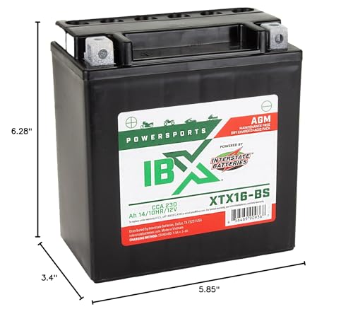 Image of Interstate Batteries IBX YTX16-BS Powersports Battery 12V 14Ah 230CCA AGM