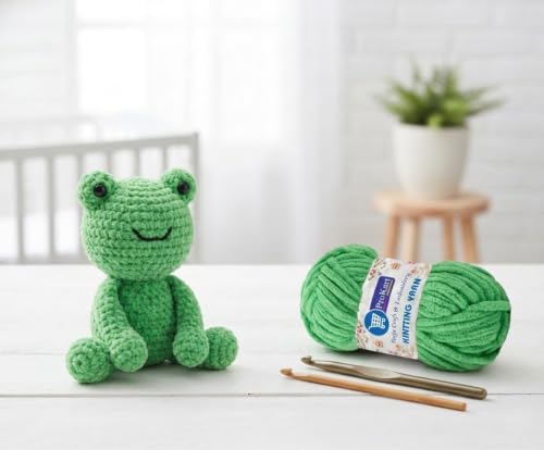 Image of ProKart Premium Blankie Wool, Plush & Cuddly, Chenille Yarn Supersoft Hand Knitting Wool Ball | Blanket Thick /Mottu Yarn Ball Suitable for Hand Knitting and Crocheting for Baby, Adult, Sweaters, caps, Throws, Home Furnishing, Scarves, Blankets (Light Green, 100gms x 1)
