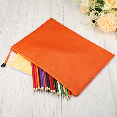 Patikil Waterproof Zipper File Bags, 5 Pack A4 Size Document Pocket Storage Organizer Pouch For Travel Office Supply, Orange #TOP5