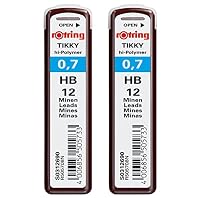rOtring 1904837 Hochpolymer-Ersatzminen für Feinminenstifte, 0,7 mm, HB, 2 x 12 Minen – Ansicht 2