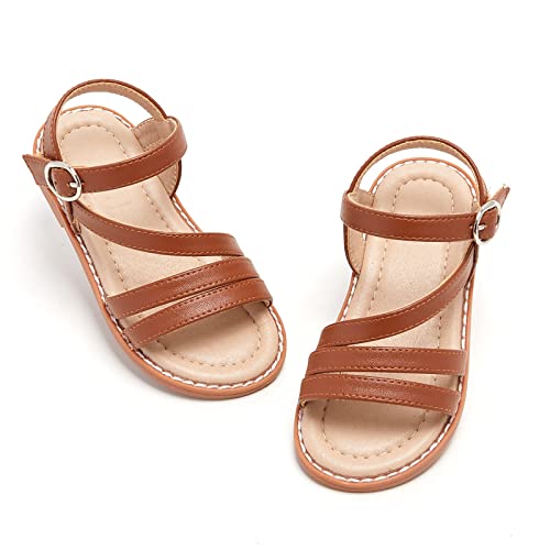 Image of ESTINE Toddler /Little Kid Girls Dress Cross Strappy Open Toe Sandals Princess Flats Summer Flower Girl Shoes