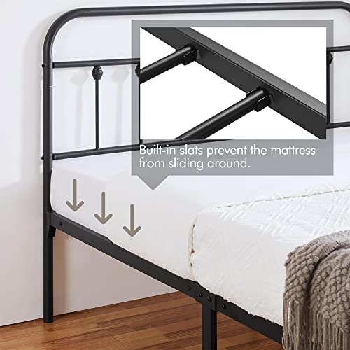 image for Yaheetech 4ft6 Double Bed Frame Vintage Iron Platform Bed with High He