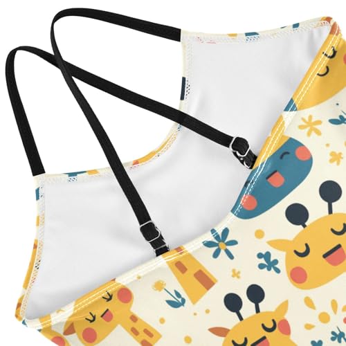 KLL Cute Giraffes Clouds Girls 1-Piece Swimsuit Beach Swimwear with Adjustable Straps Quick Dry4