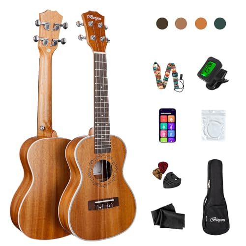 Besyou 23 inches Uku Ukulele Beginner Kids Adult Student Travel Wooden Concert Mahogany Ukelele Kits...