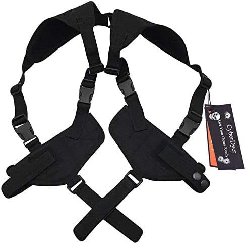 CyberDyer Tactical Double Draw Handgun Shoulder Holster Fully Adjustable Ambidextrous Horizontal Handgun Carrier (Black)
