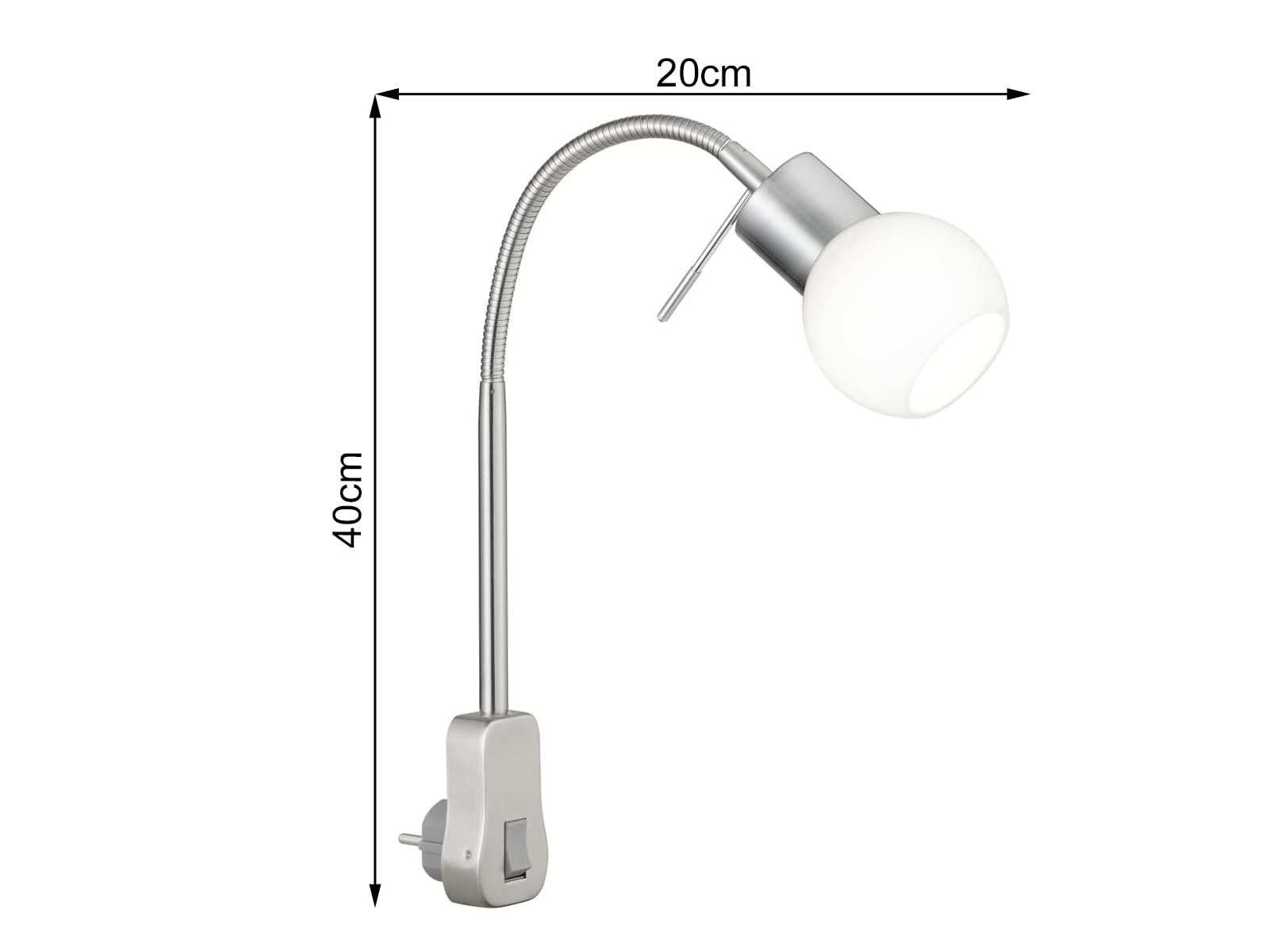 Trio Leuchten LED Steckerspot 891770107 Fred, Metall Nickel matt, Glas weiß, inkl. 1 x G9 3.5 Watt, Switch Dimmer, 20 x 4.7 x 40 cm