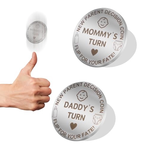 Image of New Parents Decision Coin Baby Gifts for Mom and Dad, Funny New Mom Gifts for Pregnant Women, Baby Shower Christmas Birthday Halloween Thanksgiving Gift for First Time Daddy Mommy Double Sided