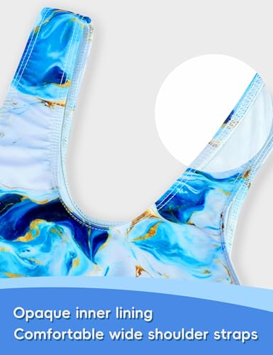Image of Girls Swimsuits Two Piece Bathing Suits Sport Beach Bikini Sets UPF 50+ Teen Summer Swimwear with Chest Pad