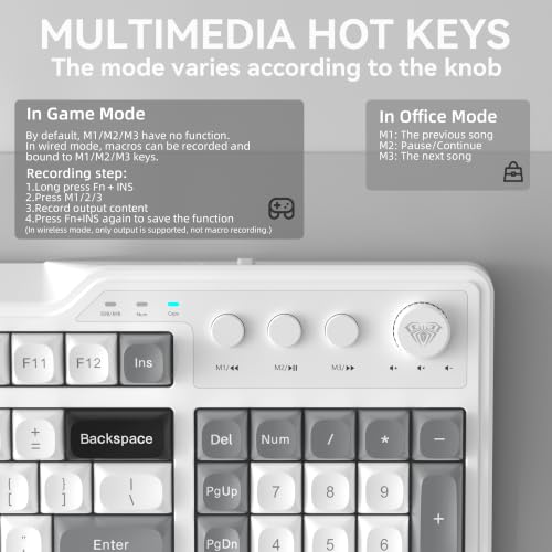 Image of Aula F3099 Wireless Gaming Computer Keyboard with Number Pad & Knob