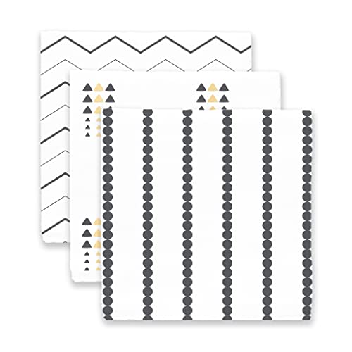 Image of SwaddleDesigns Cotton Muslin Swaddle Blankets for Baby Boy & Baby Girl, Neutral Receiving Blankets for Newborn, Baby Registry & Gift, 46 x 46 inches, Gold & Black Pearl with Gold Shimmer, Set of 3