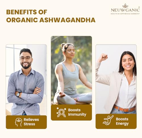 Image of Organic Ashwagandha Tablets - 600 mg 60 Tablets - Stress Relief - Rejuvenates Mind and Body - Boosts Energy and Immunity - Ashwagandha Tablets