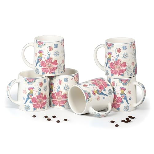 Image of miah decor Ceramic Tea Coffee Cups Set Matte Printed Small Chai Mug Drinkware Microwave Safe for Home & Restaurant-300 ml (MD-748)