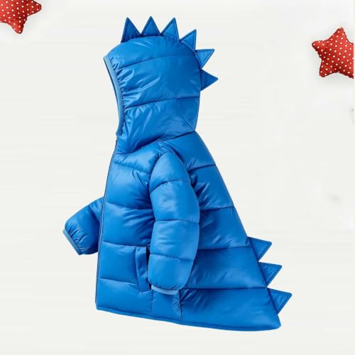 PXQIRMR Puffer Jacket Kids Cute Dinosaur Hooded Zip Front Coat - image 5
