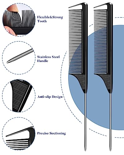 3 Sizes Metal Hair Styling Clips 70PCS, MORGLES No Crease Alligator Clips for Hair Rollers with 2pcs Parting Comb for Braids, Coloring and Styling