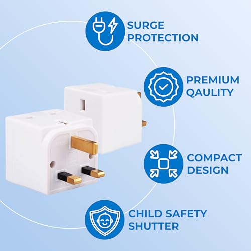 Double Dragon 13A 2-Way 3-Pin Multi Plug Adapter | Converts 1 Plug into 2 | Cube Wall Socket Splitter for Multiple Connections | Child Safety Shutters, Fire-Retardant PP | UKCA & CE Certified - Image 2