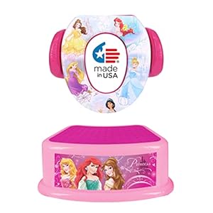 Disney Princess 2 Pc Essential Potty Training Set – Potty Training Seat, Step Stool for kids
