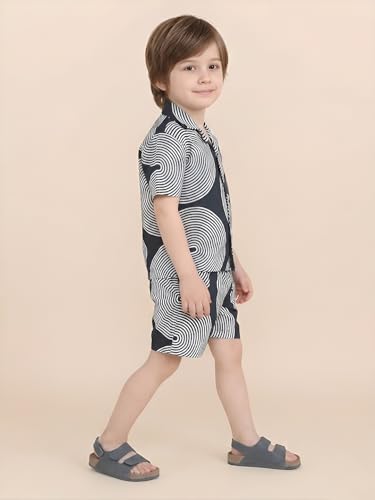 Image of POLKA TOTS 100% Cotton Co-Ord Set for Boys | Half Sleeve Shirt & Shorts Beach Outfit for Kids | Ultra-soft & Breathable Summer Clothes for Toddler & Baby Boy | Casual Dress & Printed Nightwear Set