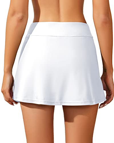 Image of Women Swim Skirt Tummy Control Swimsuit Skirt with Built-in Shorts High Waisted Split Swim Bottom (Available in Plus)