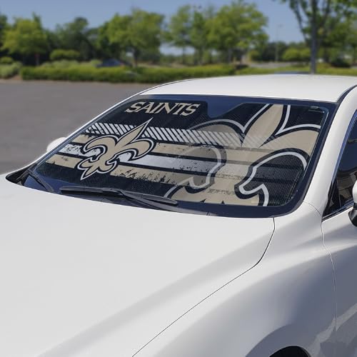 Image of Fanmats NFL Windshield Sun Auto Shade, Sun Shield Sun Visor Accordion tri-fold for Storage 59 inch x 29.5 inch, Colorful Team Design