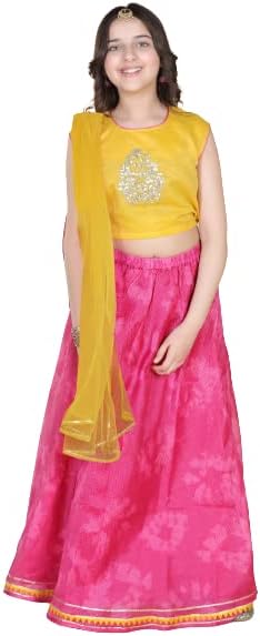 Adiva Girls Cotton Striped Lehenga choli Set