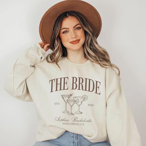 GODMERCH Custom Bachelorette Party Sweatshirt, Personalized Cocktail Sweatshirts, Luxury Bridal Crewneck, Gift for Bride, Bride to Be, Bridesmaids, Wedding, Her4