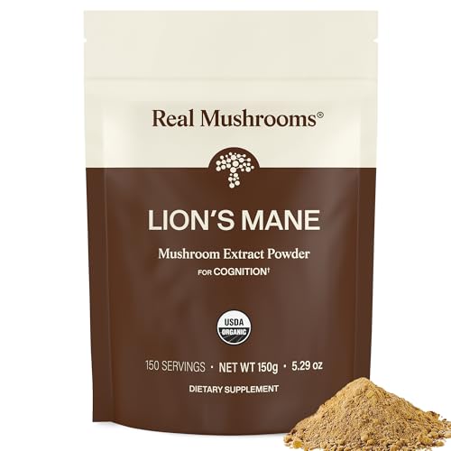 Real Mushrooms Lions Mane Supplement Powder - Organic Lions Mane Extract - Functional Mushrooms with Verified Beta Glucans Functional Blend Non-GMO Vegan with 150 Servings