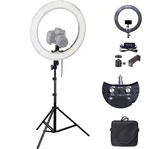 Iluminador Ring Light Led com Tripé - 48cm - Controle Cor Luminosidade