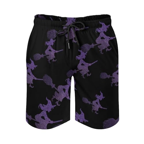 Halloween Witch Mens Swim Trunks Quick Dry Board Shorts Beach Swimwear Bathing Suits2