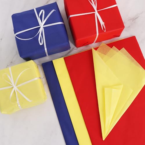 Image of BEISHIDA 90 Sheets Red Yellow Blue Tissue Paper Bulk,Wrapping Tissue Paper for Gift Bags, 14 x 20 Inch Gift Wrap for Birthday Party DIY Crafts Decor Holiday Flowers