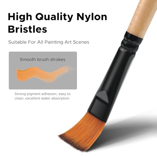 Bougimal 32 Pcs Paint Brush Set, Artist Paint Brushes for Acrylic Painting, Oil, Watercolor, Gouache, with Flat Round Filbert Fan Angle Detail Brush, Suitable for Artists and Beginners