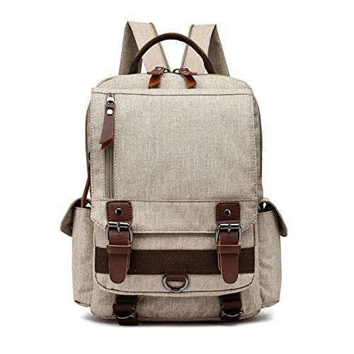 Zyorenc Mochila Bolso de Hombro Bolso de Lona Cuero PU (Beige)
