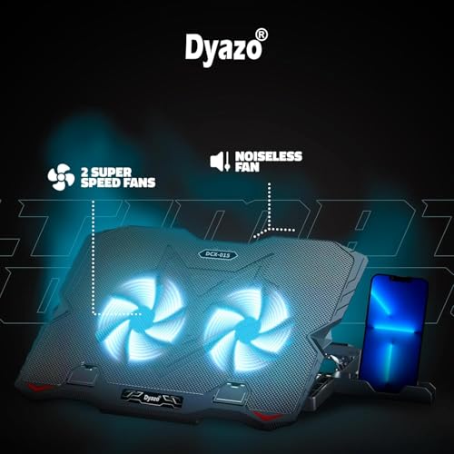Image of Laptop Cooling Pad with Dual Fan & Mobile Holder | Adjustable 5-Level Height Laptop Stand | Silent Portable Pad | USB Powered Cooling Stand for 11.6 to 15.6 Inch Laptops & Notebooks (Black)